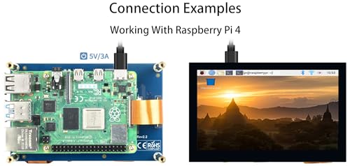 Image of waveshare 4.3 inch DSI LCD Display for Raspberry Pi 4B /3B+ /3A+ /3B /2B /B+ /A+ /Compute Module 3+ /3 /4, 800x480 Touchscreen Capacitive IPS Screen Monitor, Support Raspbian /Ubuntu /Kali /WIN10 IoT /Retropie