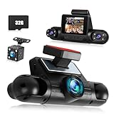 360 Degree View 4 Channel Dash Cam for Cars,Dash Cam Car Camera Front and Rear Inside Left Right,2” Dashcams with Night Vision,Loop Recording,24H Parking Mode Monitor,Reverse View+32G Memory Card