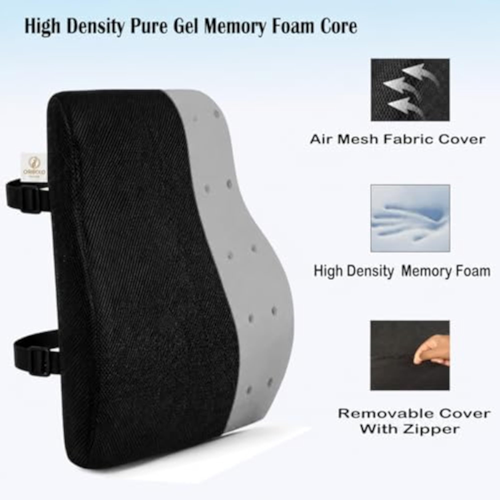 Orthopedic Lumbar Support Pillow, Back Support for Office Chair