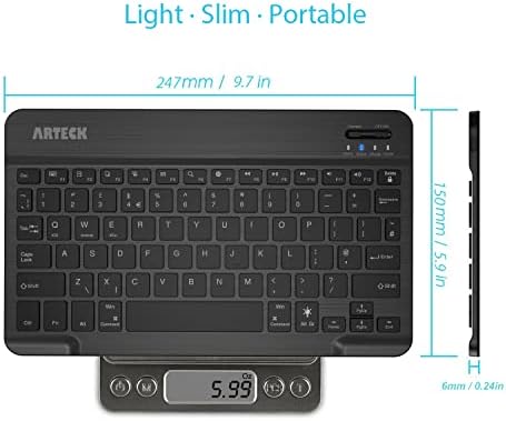 Arteck Universal Backlit 7-Colors & Adjustable Brightness Ultra Light Slim Portable Wireless Bluetooth 3.0 Keyboard for iOS iPad Pro, iPad Air, iPad Mini, Android, MacOS, Windows Tablets PC Smartphone