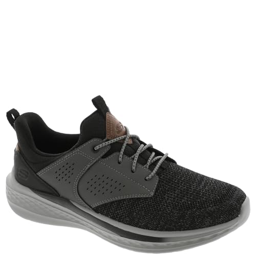 Skechers USA Men's Men's Slade-Breyer 210892 Knitted Mesh Bungee Lace W/Quarter Cage Slip On, Black/Grey, 12 X-Wide