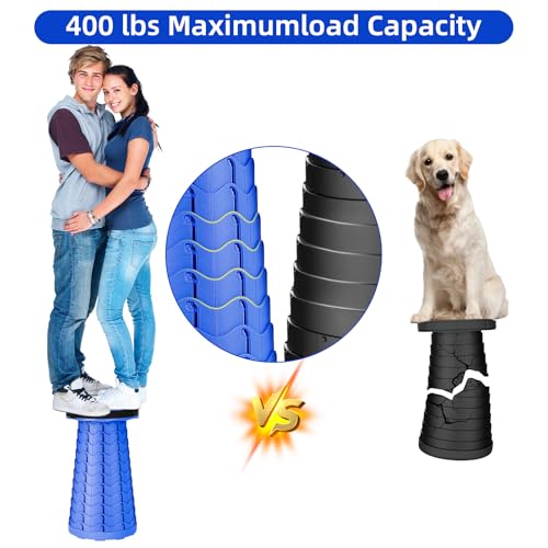 Image of Qiguet Collapsible Stool, Folding Chair - Upgraded Portable Chair with Load Capacity 400lbs, Portable Stool for Camping Fishing Hiking - Folding Stool with Carrying Strap,Gifts for Fisherman(All Blue)