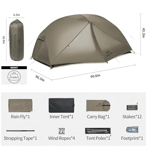 Image of Naturehike Mongar Upgraded 1 /2 /3 Person Backpacking Tent,Waterproof Lightweight Camping Tent with Footprint