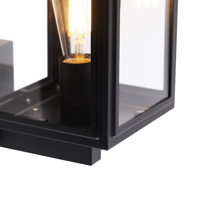 Qazqa Industrie außen Wandleuchte, Außenlampe, Wandlampe für den Garten - Sutton - Schwarz, max. 100W, Geeignet für LED, 17cm, IP44, Würfel