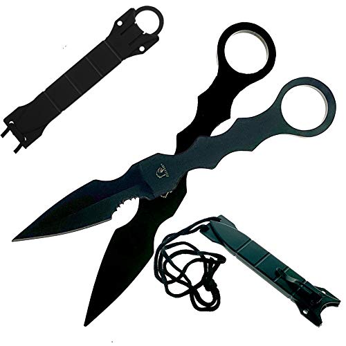 Falcon Tactical Fixed Blade Dagger And Trainer Dagger Set. SOCP Style For Collections, Gifts, Camping and Tactical Training Purposes (Black)
