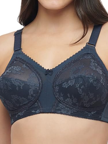 Image of Triumph International Doreen Bra For Women Non Wired Non Padded Wireless Bra Full Coverage Raschel Lace Lingerie Classic High Center Bridge Support Wide Straps Big Cup Bra for Larger Busts Pack Of 1
