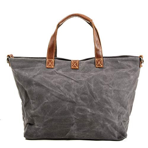 Image of Tote Bag For Women Large Leather Canvas Work Shoulder Bag And Foldable Travel Purse Satchel Bags With Strap