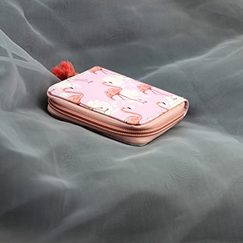 timlee Cute Rainbow Unicorn Design Short Wallets Lovely Flamingo Wallet for Girls Women zipper Wallets with Tassels(Pink Flagmingo 02)3