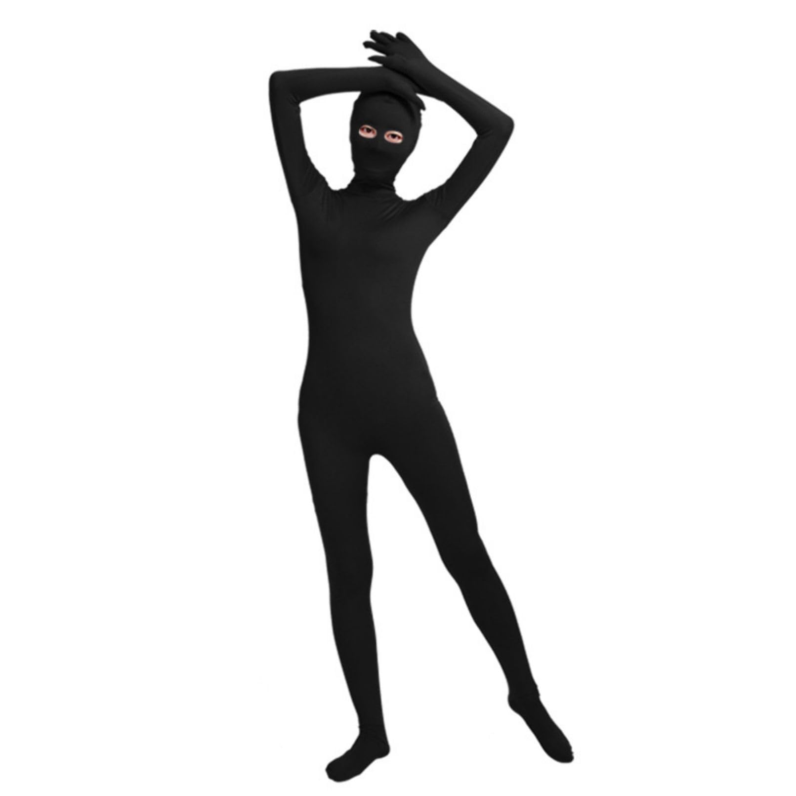 Zentai-Einteiler mit offenen Augen, langärmelig, Reißverschluss, Einteiler, Tanzkleidung für Yoga, Clubwear