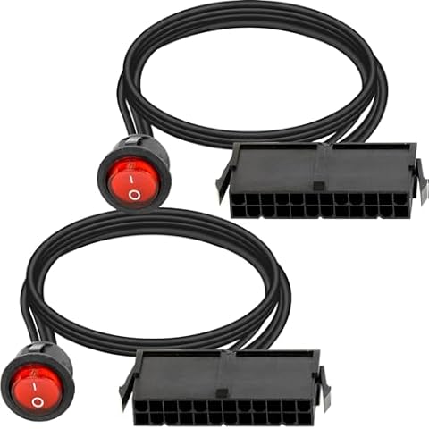 HAAMNING7 2 szt. 24 pin ATX zasilacz mostkowy tester z włącznikiem/wyłącznikiem LED, kabel adaptera mostka zasilania PC do chłodzenia wodą pulsacyjną