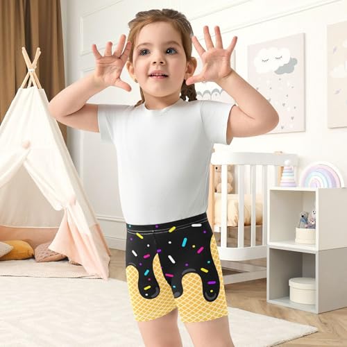 Black Ice Cream Girls Shorts Size 8 Elastic Cotton Girls Running Biker Shorts Dance Tumbling Athletic Gymnastics Yoga Pants for Kids4
