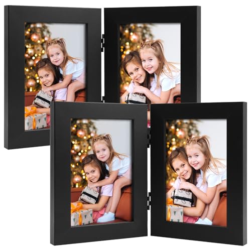 Frametory, 4x6 Double Picture Frame Black, 2 Pack