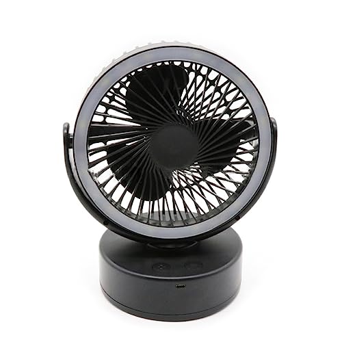 LfrXtra Ventilador de camping, ventilador de techo portátil para exteriores con luz LED, 7200 mAh, 4 velocidades, lámpara de alimentación silenciosa, ventiladores colgantes para senderismo