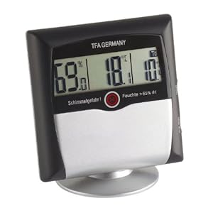 TFA Dostmann Comfort Control digital thermo-hygrometer, 30.5011, with mold alarm, room climate control, humidity monitoring, small and handy, L 95 x W 25 (65) x H 95 (106) mm