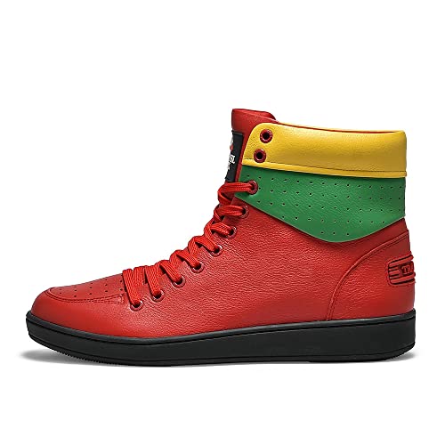Image of TRAVEL FOX Unisex 900 Nappa Leather Round Toe Lace-Up High-Top Sneakers