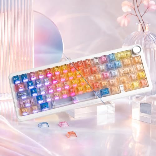 Image of dagaladoo Clear keycaps Set,Translucent Keyboard keycaps,Jelly Key caps | Shine Through keycaps,Cherry Profile Custom keycaps for Mx Switches Mechanical Keyboard(Sunset,115-keys)