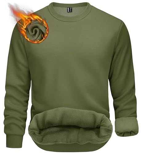 TACVASEN Fleecepullover Herren Sweatshirt Gefüttert Winter Warme Sport Langarmshirt Rundhals Outdoor Pullover Männer