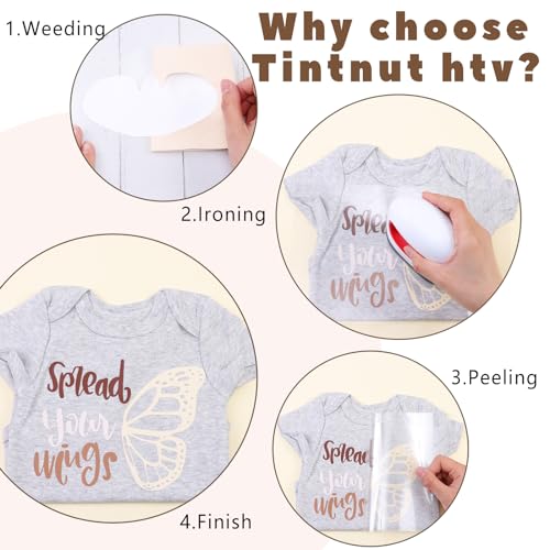 Image of Tintnut Shell Color Heat Transfer Vinyl,6 Pcs 12x10in Iron on Vinyl | Skin Tone PU HTV Sheets,easy cut & weed,stretch washable,works with iron & heat press for fabric crafts