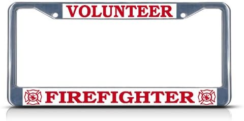 Marco de matrícula de metal cromado para bomberos voluntarios