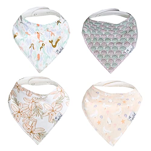 Image of Copper Pearl 4 Pack Soft Cotton Baby Bibs for Drooling and Teething, Absorbent Drool Bibs for Baby Girl and Boy, Adjustable to Fit Newborns to Toddlers, Tons of Styles (Coral)