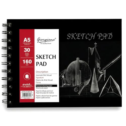 La mejor selección de Carpetas de dibujo los preferidos por los clientes. 46 2RIYADH Sketchbook, Cuaderno y Libreta de Dibujo (Tapa Dura), Block de Dibujo Espiral, Papel Grueso 160g con 30 Hojas Blancas, Ideal para Bocetos, Lápices, Carboncillo y Artistas...