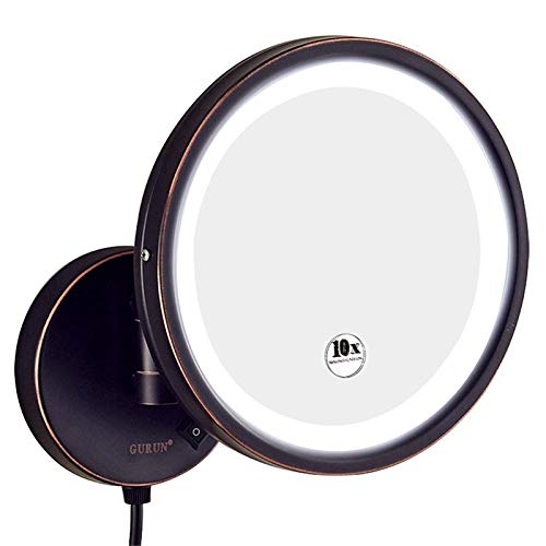 Miroir grossissant 7X de rasage mural extensible noir avec prise - 4