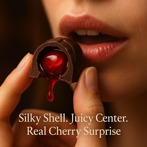 Andy Anand Chocolatier Dark Chocolate Whole Cherry Cordials, Rum, Chardonnay, Vodka & Amaretto Flavors. Individually Wrapped, Flown Fresh from Europe, Unforgettable Chocolate Experience (24 Pcs 12 Oz) - Thumbnail 3