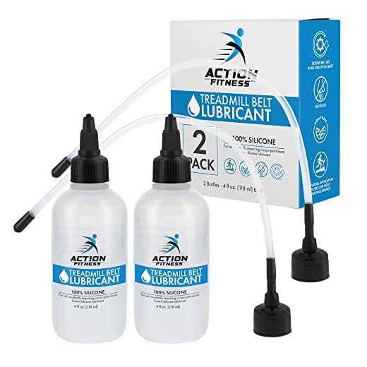 Action Fitness 100% Silicone Treadmill Belt Lubricant, 8 Ounces (2 Pack, 4 oz. Bottles) with Both Application Tubes and Twist Spout Caps - Controlled Lube Flow, Full Belt Width Lubrication - Odorless