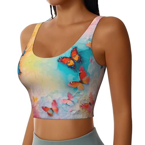 Soutien-gorge de sport femme papillon - Débardeurs entraînement yoga haut court
