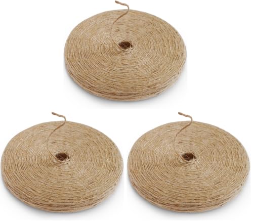 Image of PerkHomy 1800 Feet Natural Jute Twine Long Twine String for Crafts Gift Wrapping Packing Gardening Crochet Knitting Macrame Decor (Brown 600feet Flat) (Pack of 3)