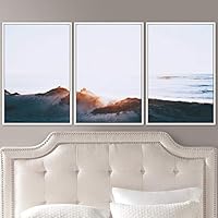 3 Piece Framed Canvas Wall Art Blue Sunset Canvas Prints Home Artwork Decoration for Living Room,Bedroom - 16