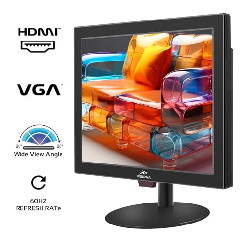 Image of Kenowa 15 Inch PC Monitor, Computer Display for Windows 7 /8 /10 /11, LED 1024 X 768 Screen, 4:3 Aspect Ratio, 60 Hz, 5Ms,75 * 75 mm VESA Hole, Port with HDMI,VGA,BNC,AV, TN Panel,Dual Speakers
