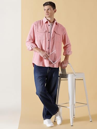 Image of Thomas Scott Men's Premium Spread Collar Double Pocket Corduroy Oversized Shackets