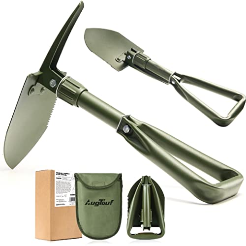 18” Military Folding Camping Shovel, Offroad Survival High Carbon Steel Shovel (Olive) AugTouf by toolant
