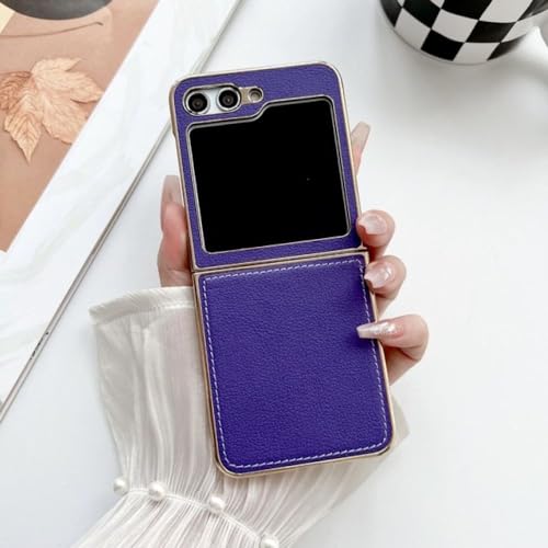 Étui Galaxy Z Flip 5 violet style cuir pour les déplacements quotidiens
