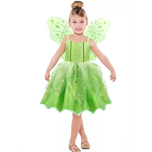 ToLaFio Princess Dresses for Girls Halloween Fancy Party Dress Princess Dress Up Clothes for Little Girls 2-3Years Tinkerbell