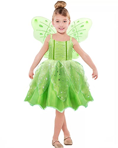 ToLaFio Tinkerbell Costumes Princess Costume for Girls Birthday Role Play Dress Up Ball Gown Halloween Fancy Party Dress with Wings