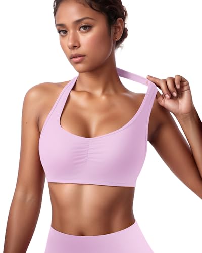 Image of OMKAGI Halter Sports Bras for Women Open Back Workout Bras Padded Yoga Bra Gym Tops