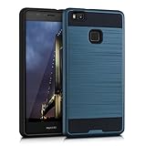 kwmobile Full Armor Case for Huawei P9 Lite - Heavy Duty Shockproof Protective Hybrid Case Cover - Brushed Dark Blue/Black