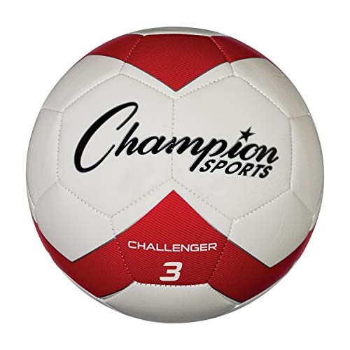 Champion Sports Challenger Soccer Ball, Size 3, Red/White #TOP25