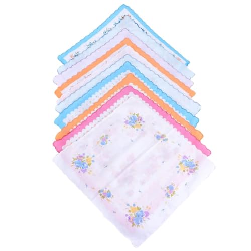 BESPORTBLE 10pezzi Fazzoletto in Cotone Stampato Piccolo Floreale Fatti Mano Asciugamani Riutilizzabili Per Donna e Uomo Morbidi e Traspiranti Per Uso Quotidiano e Casa