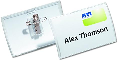 Durable Click Fold Name Badge 54 x 90 mm with Combi Clip Transparent | Pack of 25 | Ideal for Events and Visitor Management