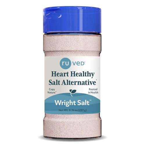 ruved Wright Salt - Fine Himalayan Pink Salt, Low Sodium Electrolyte and Mineral Blend for Heart Health with Iodine, Alternative for Cooking, Finely Ground, Healthy - 8.4 Ounces