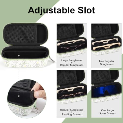 Image of Bukere Double Eyeglasses Case with Adjustable Slots, EVA Hard-shell Travel Dual Glasses Sunglasses Organizer for Men Women