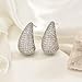 14K Gold Plated Posts Chunky Stud Earrings For Women Dainty Teardrop Earrings Cubic Zirconia Open Hoops Earrings Statement Earring Fashion Jewelry Gift (Silver)