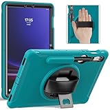 Supporto girevole a 360 gradi: questa custodia per tablet ha un supporto pieghevole integrato rotante a 360 gradi per una facile presa e trasporto, mentre supporta più angoli di visione sia verticalmente che orizzontalmente per godere della tastiera più comoda digitazione, visualizzazione video, disegno e altro ancora, progettata con un portamatite.