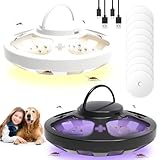 Flea Traps for Home, 2 PCS Flea Lamp Trap, 2 Flea Light Trap, Fleas Catcher, with 10 Sticky Pads, 4 Light Modes, for Carpets Bedding House(Black + White)