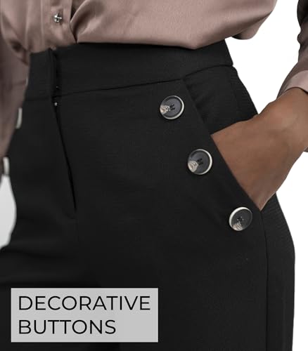 Black Wide Leg Tuytsi Pants for Women, Business Casual Pants, Women's Pants 20253