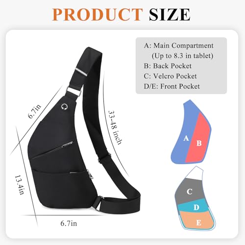 Anti Theft Crossbody Bag for Women Men, Travel Anti Theft Crossbody Sling Bag Shoulder Bag for Casual, Black3