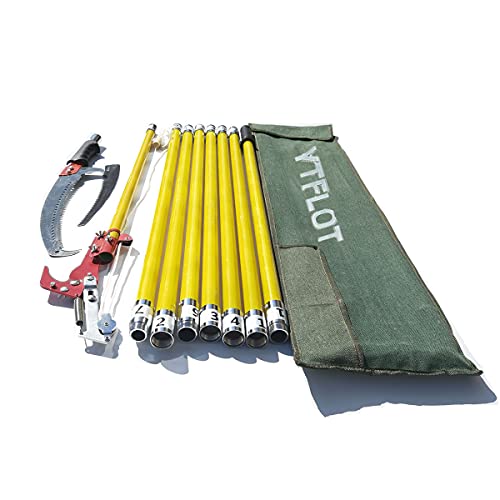 Ytflot Manual Pruner Cutter 26 Foot Tree Trimmer Pole Saw With 2 Styles Blade (Yellow) #TOP2